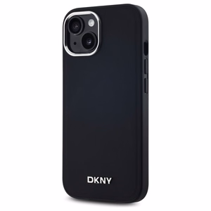 DKNY Vienkāršs logotips Magnētiskais viedtālruņa apvalks iPhone 15 Plus - melns