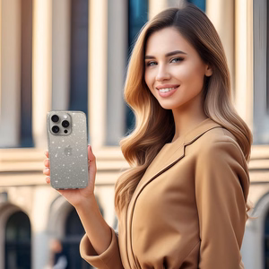 Kristāla spīdīgais viedtālruņa apvalks Iphone 15 Pro Max - sudrabains