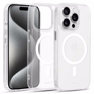 Liavec Spīdīgs Magnētiskais Caurspīdīgs viedtālruņa apvalks Iphone 15 balta