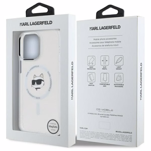 Чехол Karl Lagerfeld IML Metal Choupette Head MagSafe для iPhone 13 Pro - белый