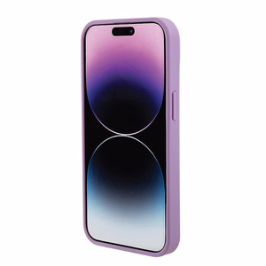 Guess GUHCP15SP4EPMU iPhone 15 6.1" violets/gaiši violets cietais viedtālruņa apvalks Leather 4G Stamped