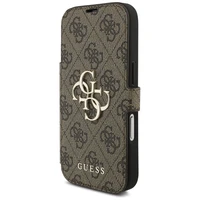 Guess Book 4G Metal Logo viedtālruņa apvalks iPhone 17 Pro - brūns