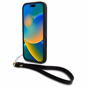 DKNY Wrist Strap Stock Logo iPhone 16 Pro Case - Black