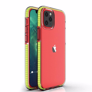 Spring Case caurspīdīgs TPU gēla aizsargapvalks ar krāsainu rāmi iPhone 13 mini dzeltens