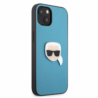 Karl Lagerfeld Ādas Ikonik Karl's Head Metāla apvalks iPhone 13 mini - zils