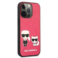 Karl Lagerfeld Ikonik Karl&Choupette apvalks iPhone 13 Pro / iPhone 13 - fuksijas krāsas apvalks
