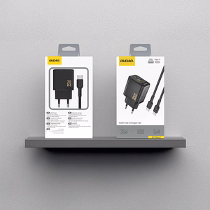 Dudao A27MaxCEU PD QC 35W USB-A USB-C Wall Lādētājs with USB-C Kabelis - Melns