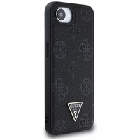 Guess Grained Hot Stamp Peony Triangle Logo magnētiskais viedtālruņa apvalks iPhone 16e - melns