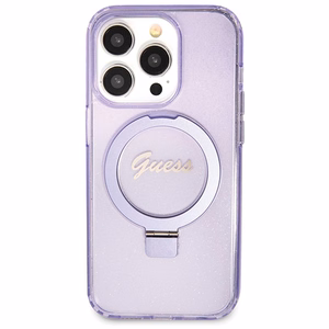 Guess Ring Stand Script Glitter MagSafe чехол для iPhone 13 Pro / 13 - фиолетовый