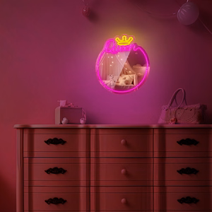 Neon MIRROR LED QUEEN warm balts rozā FMNE04 Forever Light