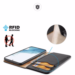 Dux Ducis Hivo viedtālruņa apvalks Samsung Galaxy S23+ atverams apvalks ar maku un RFID aizsardzību melns