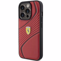Ferrari Twist Metal Logo viedtālruņa apvalks iPhone 15 Pro - sarkans