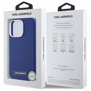 Karl Lagerfeld FW Metal Plate Magnētiskais viedtālruņa apvalks iPhone 16 Pro Max - zils