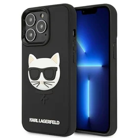 Karl Lagerfeld 3D gumijas Choupette apvalks viedtālrunim iPhone 13 Pro / iPhone 13 - melns