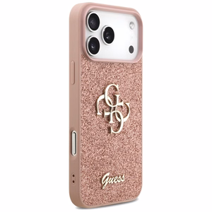 Guess Fixed Glitter Big 4G Чехол для iPhone 17 Pro Max - розовый