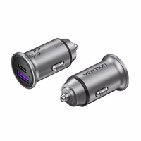 Vention Two-Port USB A+A(30+30) Car Charger pelēks Mini Style Aluminium Alloy Type