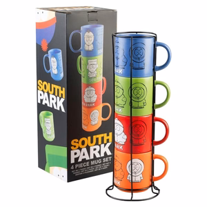 South Park 4 keramikas krūžu komplekts ar statīvu, 300 ml