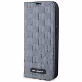 Karl Lagerfeld KLBKP14LSAKLHPG iPhone 14 Pro 6.1" grāmatas apvalks sudraba/sudraba Saffiano Monogram