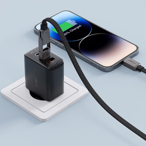 Acefast C13-04 USB-C - USB-A / USB-C kabelis 480Mb/s 3A 1,2 m - melns