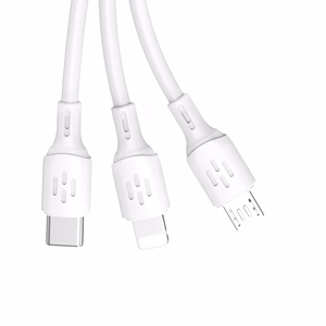 Dudao 3-in-1 USB-A – USB-C / micro USB / Lightning kabelis 6A, 1,2 m, balts