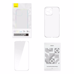 Caurspīdīga apvalka un aizsargstikla komplekts Baseus Corning iPhone 14 Pro Max