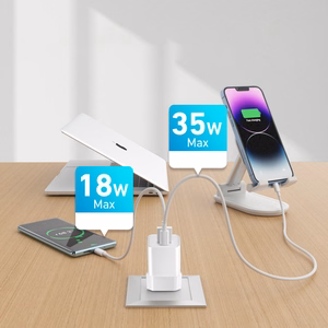 Wozinsky WWC-35W GaN USB-A + USB-C tīkla lādētājs - balts