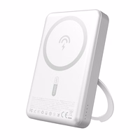 Dudao K28 10000mAh PD 22.5W Magnētiskā portatīvais lādētājs ar metāla apvalku un gredzena statīvu - sudraba