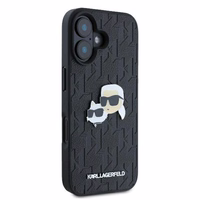 Karl Lagerfeld Monogram Karl & Choupette Head Pin viedtālruņa apvalks iPhone 16 Plus - melns