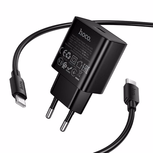 Phone charger Hoco USB C QC PD 25W + cable USB C to USB C N76 black