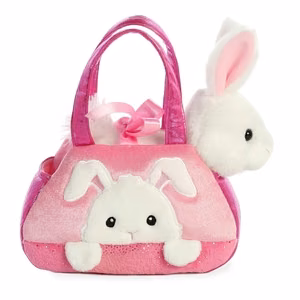Fancy Pals PeekaBoo videi draudzīga trusīša plīša rotaļlieta rozā somiņā, 20 cm