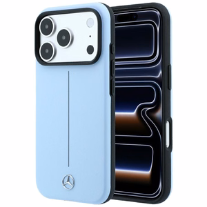 Mercedes Semi Wrap Iconic Line MagSafe ādas maciņš, paredzēts iPhone 18 Pro Max / 17 Pro Max, zils