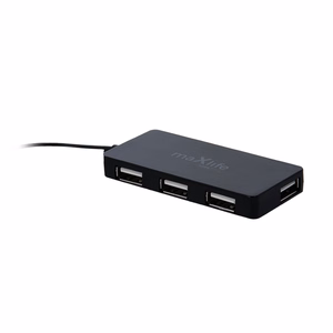 Maxlife Mājas biroja USB 2.0 centrmezgls USB - 4x USB 0,15 m melns + kabelis 1,5 m