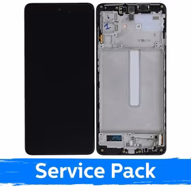 LCD Displejs Saderīgs ar Samsung M526 M52s 5G Ar Frame / Blazing Melns / (Service Pack)
