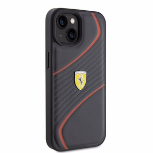 Ferrari FEHCP15SPTWK iPhone 15 6.1" melns/melns cietais apvalks Twist Metal Logo