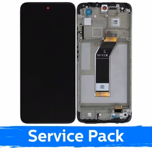 LCD displejs saderīgs ar Xiaomi Redmi 10 (2022) melns ar rāmi (Service Pack)