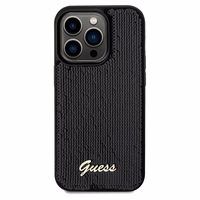Guess Sequin Script Metal viedtālruņa apvalks iPhone 14 Pro - melns