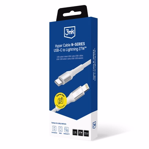 3mk Hyper Cable N-SERIES USB-C / Lightning 1m PD 3.0 9V / 3A 27W - balts