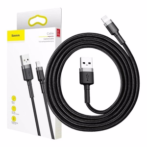 USB cable Baseus Cafule USB-A to Lightning 1.5A 2.0m gray-black CALKLF-CG1