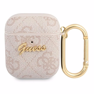 Guess 4G Script Metal Collection viedtālruņa apvalks AirPods 1 / 2 - Rozā