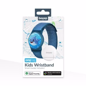Beeep OneTag meklēšanas ierīce ar bērnu aproci un Velcro aizdari, Dolphin, Apple Find My / Android