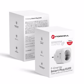 FORCELL F-ENERGY EU02 viedā kontaktligzda 230V ar WiFi, programmētāju un Tuya/Amazon Alexa atbalstu - balts