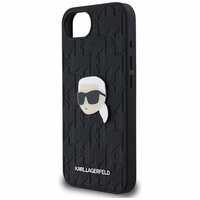 Karl Lagerfeld Monogram Karl Head Pin viedtālruņa apvalks iPhone 16e - melns