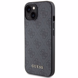 Guess 4G Metal Gold Logo viedtālruņa apvalks iPhone 15 - pelēka