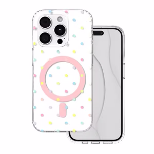 Bubble Dots Mag maciņš, paredzēts iphone 15 Pro 6,1", balts