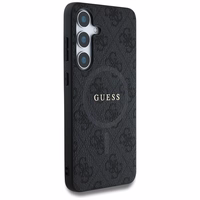 Guess Ādas 4G Krāsains Gredzens Klasiskais Logotips Magnētiskais Viedtālruņa apvalks Samsung Galaxy S25 Plus melna