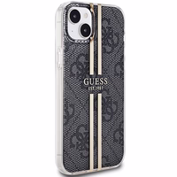 Guess IML 4G Gold Stripe viedtālruņa apvalks iPhone 15 Plus / 14 Plus - melns