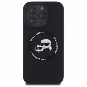 Karl Lagerfeld KLHMP16XSKCHTCK iPhone 16 Pro Max 6.9" cietais silikona viedtālruņa apvalks ar Karl & Choupette apdruku un Magnētisko MagSafe funkciju, melns