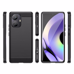 Чехол Carbon Case для Realme 10 Pro+ гибкий силиконовый под карбон чёрный