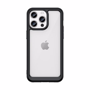 iPhone 15 Pro Outer Space pastiprināts viedtālruņa apvalks ar elastīgu rāmi - melns