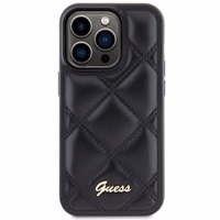Guess Quilted Metal Logo viedtālruņa apvalks iPhone 15 Pro Max - melns